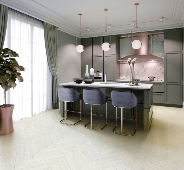 Виниловый ламинат SPC "Cronafloor" Herringbone Дуб Нант (640*128*4,5 мм) — купить в Владивостоке