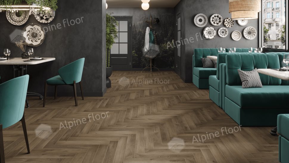 Ламинат "Alpine Floor" Herringbone 12 PRO Дуб Анжу (606*101*12 мм) — купить в Владивостоке