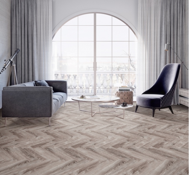 Виниловый ламинат SPC "Cronafloor" Herringbone Дуб Тулон (640*128*4,5 мм) — купить в Владивостоке