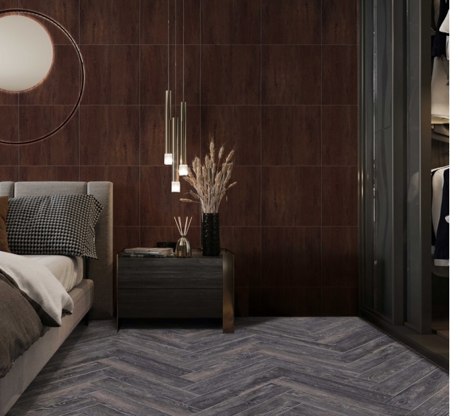 Виниловый ламинат SPC "Cronafloor" Herringbone Дуб Бордо (640*128*4,5 мм) — купить в Владивостоке