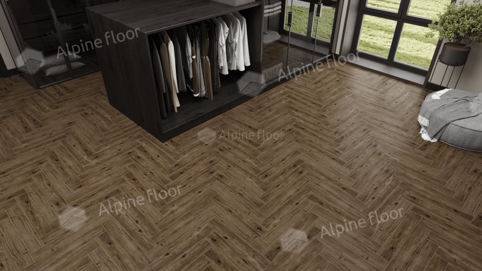 Ламинат "Alpine Floor" Herringbone 12 PRO Дуб Бордо (606*101*12 мм) — купить в Владивостоке