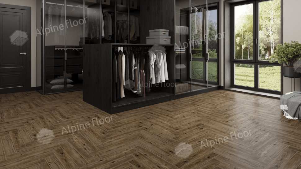 Ламинат "Alpine Floor" Herringbone 12 PRO Дуб Бордо (606*101*12 мм) — купить в Владивостоке