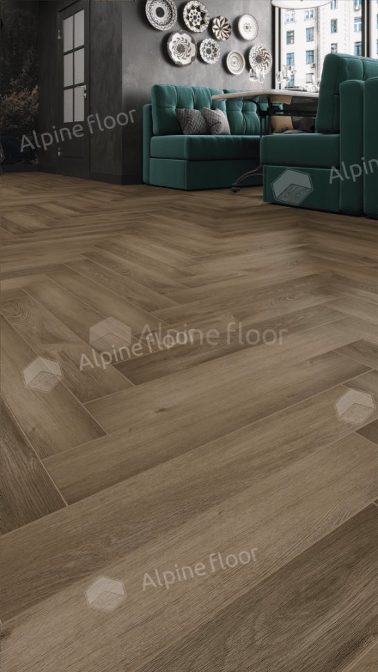 Ламинат "Alpine Floor" Herringbone 12 PRO Дуб Анжу (606*101*12 мм) — купить в Владивостоке